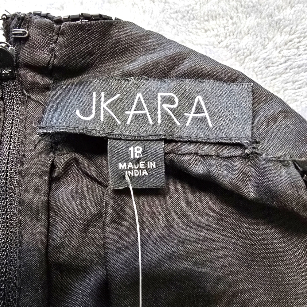 NWT JKara Faux Wrap Black Beaded Top Womens Plus Size 18 Sleeveless Glam - Picture 15 of 16